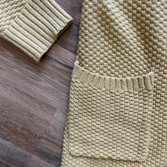 Max studios mustard yellow open front cardigan waffle knit large - Picture 5 of 5